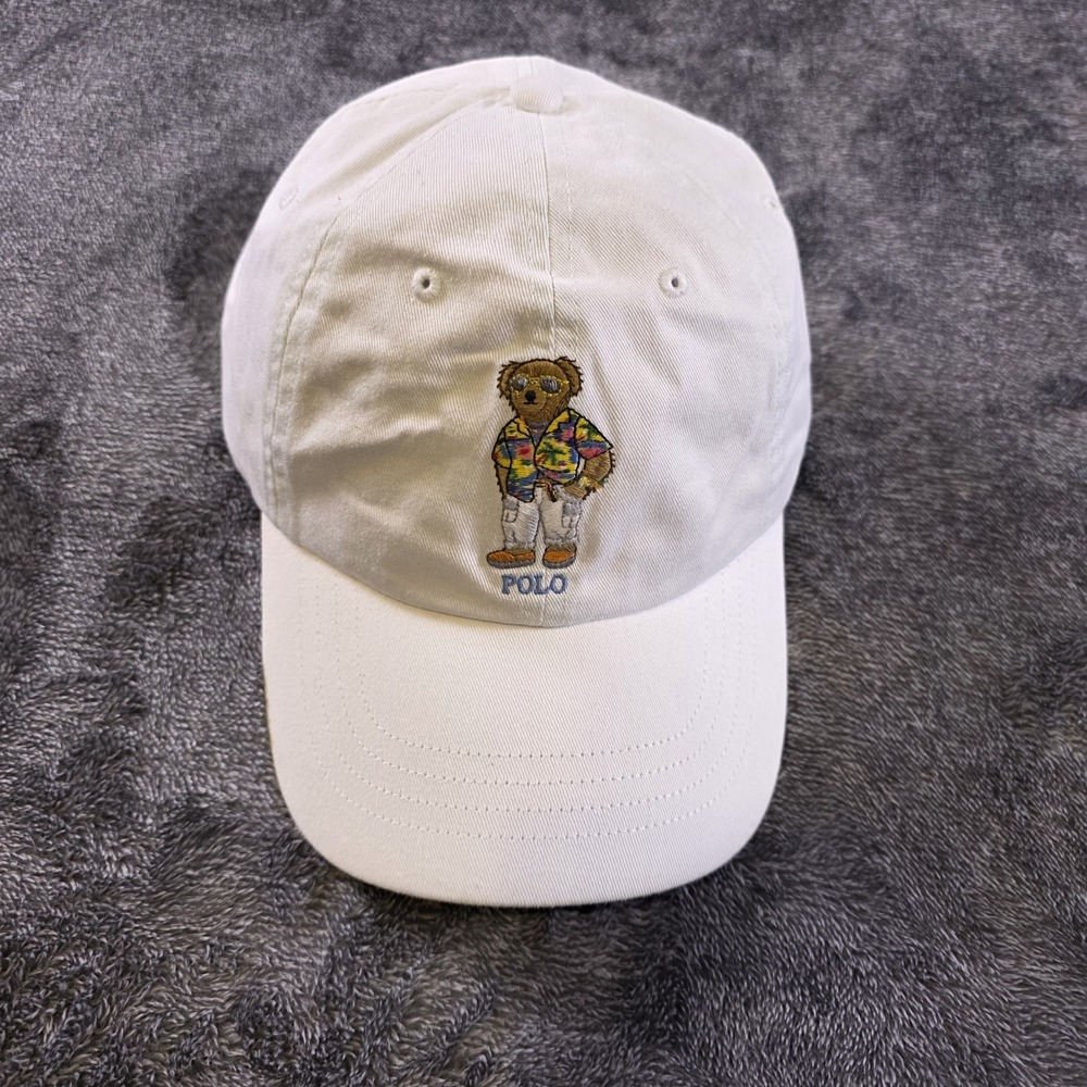 Ralph Lauren Polo Bear Cap Hat Relaxed Vacation Bear White Unisex